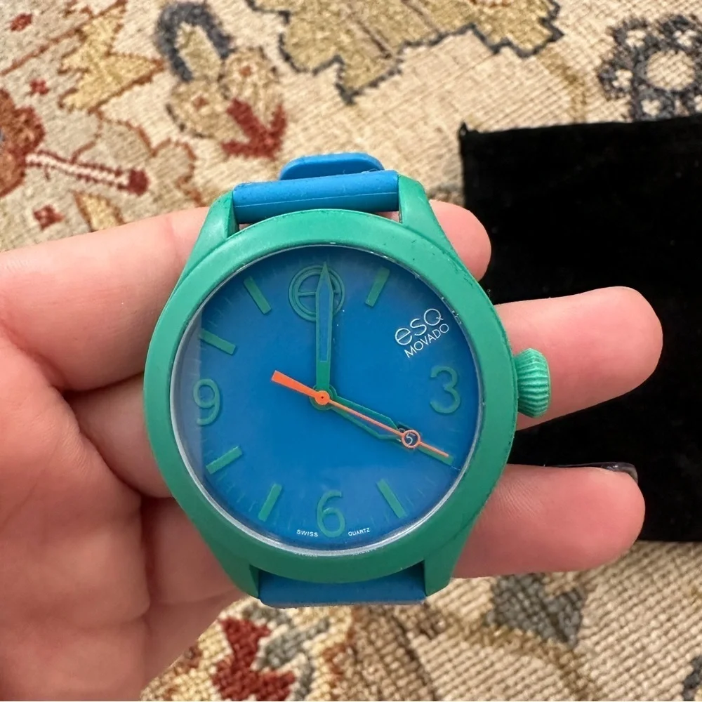 ESQ Movado 07301465 Silicone and Dial Blue Green Case Watch